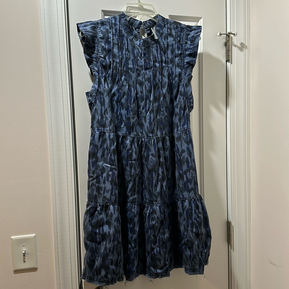 Anthropology blue tiered dress